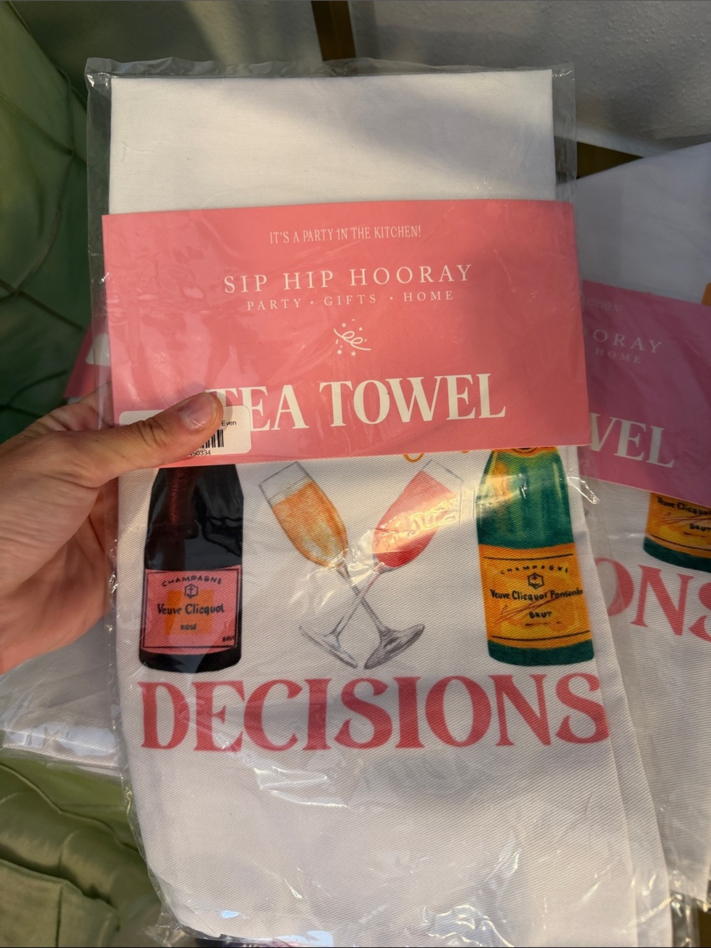 Champagne Tea Towel - White